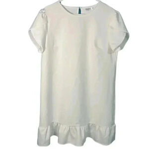 Naggoo White Tulip Sleeve Ruffle Shift Dress